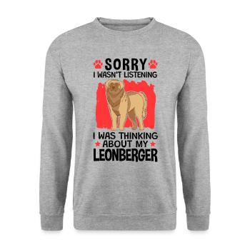 Ich habe an meinen Leonberger gedacht Leonberger - Unisex Pullover - Weißgrau meliert - Vorne - Alina (178cm) & Michal (187cm)