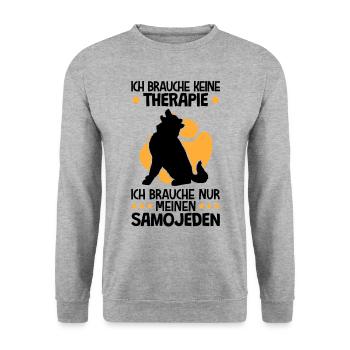 Brauche nur meinen Samojede Schlittenhund - Unisex Pullover - Weißgrau meliert - Vorne - Alina (178cm) & Michal (187cm)