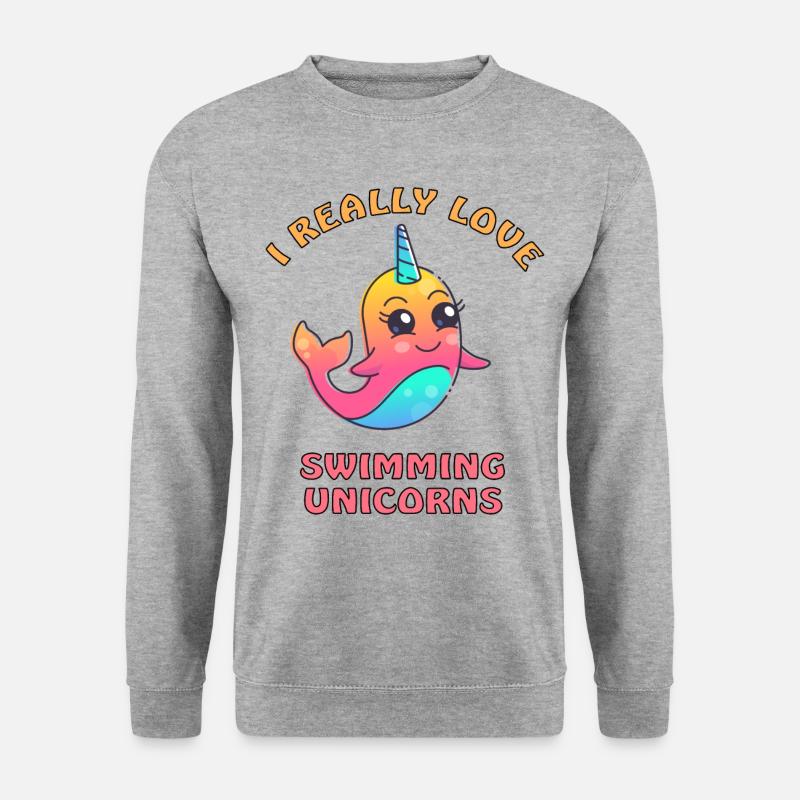 ich liebe schwimmende Einhörner - Unisex Pullover - Weißgrau meliert