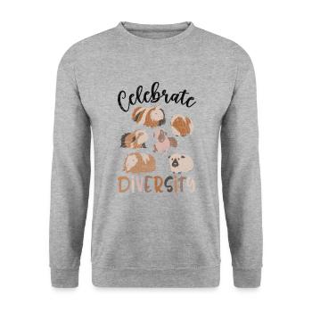 Vielfalt - Lustiges Meerschweinchen-nettes - Unisex Pullover - Weißgrau meliert - Vorne - Alina (178cm) & Michal (187cm)