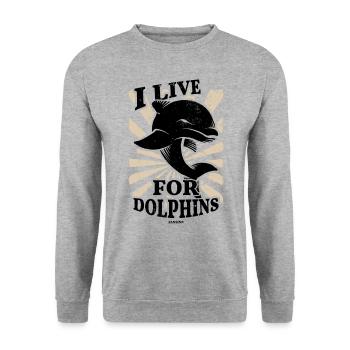 Delfin Delfinschule Säugetier Meer Delfinarium - Unisex Pullover - Weißgrau meliert - Vorne - Alina (178cm) & Michal (187cm)