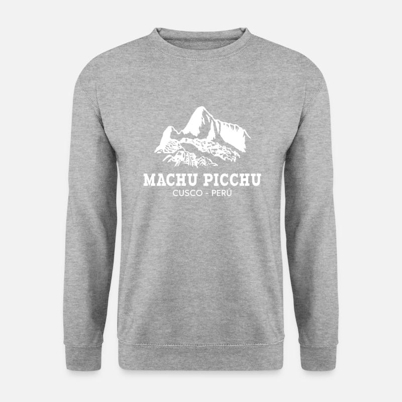 machu picchu, Peruvian machu picchu - Unisex Pullover - Weißgrau meliert