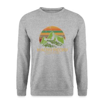 machu picchu, Peruvian machu picchu - Unisex Pullover - Weißgrau meliert - Vorne - Alina (178cm) & Michal (187cm)
