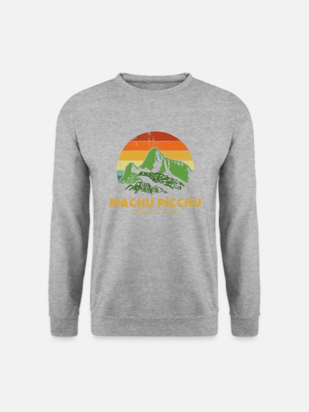 machu picchu, Peruvian machu picchu - Unisex Pullover - Weißgrau meliert