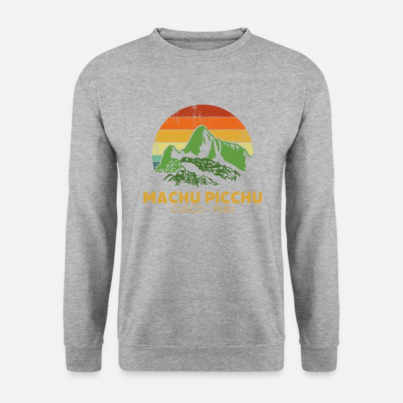 machu picchu, Peruvian machu picchu - Unisex Pullover - Weißgrau meliert