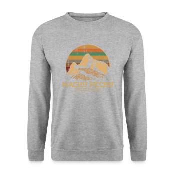 machu picchu, Peruvian machu picchu - Unisex Pullover - Weißgrau meliert - Vorne - Alina (178cm) & Michal (187cm)