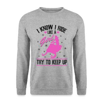 Ride Like Girl Snowmobile Snowmobile - Unisex Sweatshirt - salt & pepper - Front - Alina (178cm) & Michal (187cm)