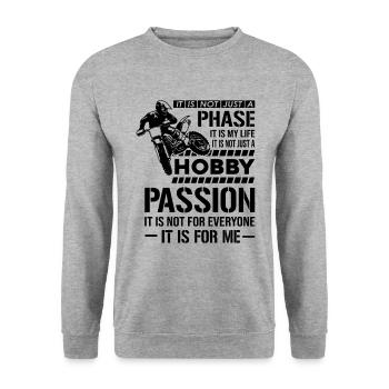 It's Not Just A Phase It's A Life Hobby Dirt Biker - Unisex Pullover - Weißgrau meliert - Vorne - Alina (178cm) & Michal (187cm)