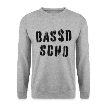Bassd scho - Franken fränkisch fränggisch Geschenk - Unisex Pullover - Weißgrau meliert - Vorne - Alina (178cm) & Michal (187cm)
