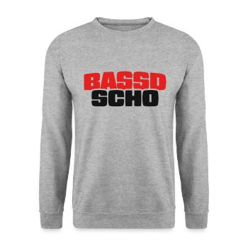 Bassd scho - Franken fränkisch fränggisch Geschenk - Unisex Pullover - Weißgrau meliert - Vorne - Alina (178cm) & Michal (187cm)