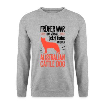 Australian Cattle Dog früher normal Treibhund - Unisex Pullover - Weißgrau meliert - Vorne - Alina (178cm) & Michal (187cm)