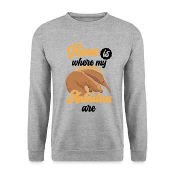 Le fourmilier est ma maison Ours mangeur de fourmis - Sweat-shirt Unisexe - gris chiné - Devant - Alina (178cm) & Michal (187cm)