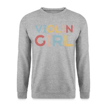Violon Violoniste Fille Violon Rétro - Sweat-shirt Unisexe - gris chiné - Devant - Alina (178cm) & Michal (187cm)