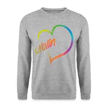 Violin Violinist Heart Watercolor - Unisex Pullover - Weißgrau meliert - Vorne - Alina (178cm) & Michal (187cm)