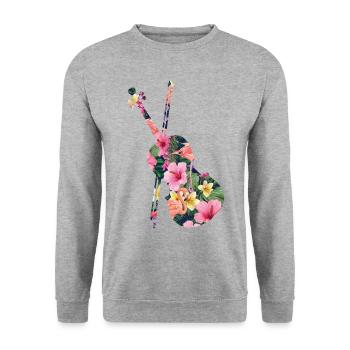 Violin Violinist Tropical Flower - Unisex Sweatshirt - salt & pepper - Front - Alina (178cm) & Michal (187cm)
