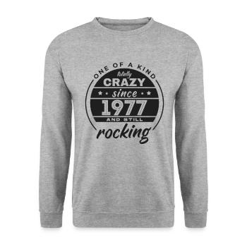 Unique en son genre totalement fou depuis 1977 Rocking - Sweat-shirt Unisexe - gris chiné - Devant - Alina (178cm) & Michal (187cm)