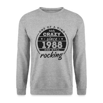 Unique en son genre totalement fou depuis 1988 Rocking - Sweat-shirt Unisexe - gris chiné - Devant - Alina (178cm) & Michal (187cm)