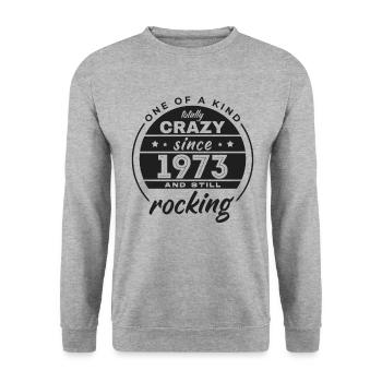 Unique en son genre totalement fou depuis 1973 Rocking - Sweat-shirt Unisexe - gris chiné - Devant - Alina (178cm) & Michal (187cm)