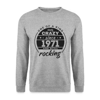 Unique en son genre totalement fou depuis 1971 Rocking - Sweat-shirt Unisexe - gris chiné - Devant - Alina (178cm) & Michal (187cm)