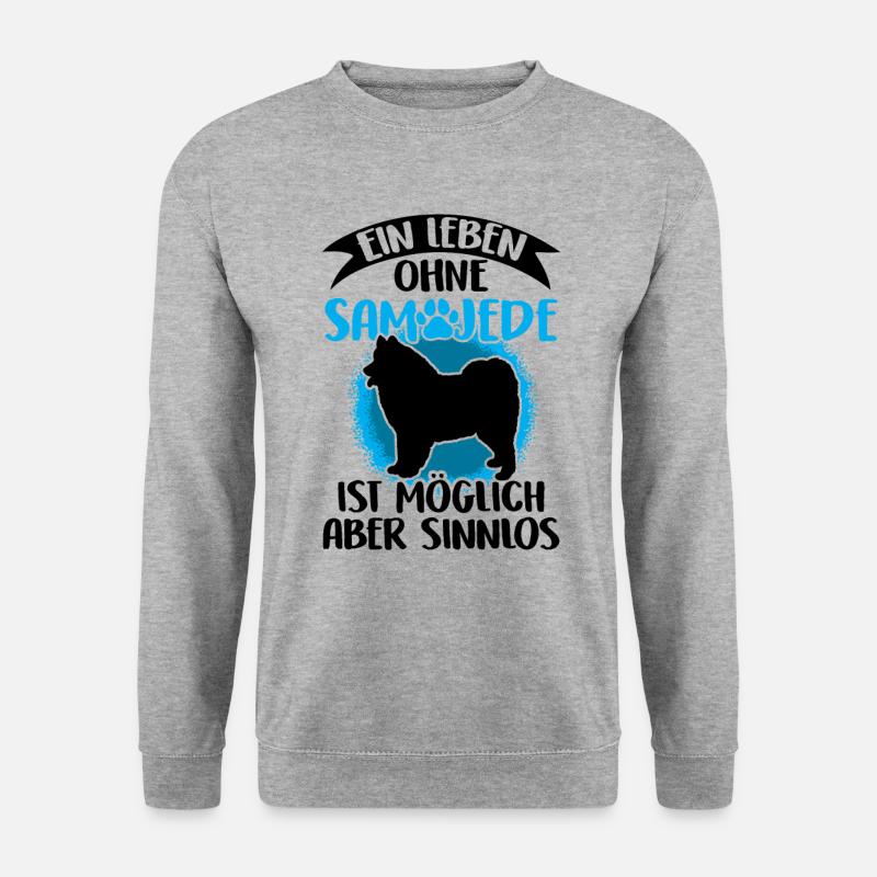 Leben ohne Samojede Samojedenspitz - Unisex Pullover - Weißgrau meliert
