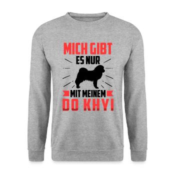 Nur mit meinem Do Khyi Tibetmastiff Tibetdogge - Unisex Pullover - Weißgrau meliert - Vorne - Alina (178cm) & Michal (187cm)