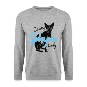 Crazy Sphynx Lady Ever Kitten Pet Owner - Sweat-shirt Unisexe - gris chiné - Devant - Alina (178cm) & Michal (187cm)