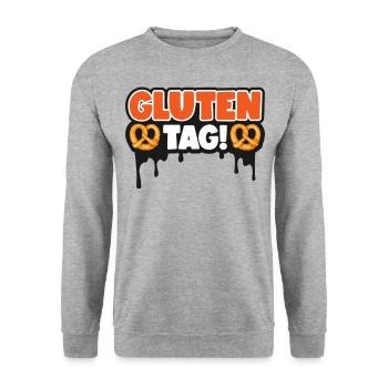Étiquette de gluten! - Sweat-shirt Unisexe - gris chiné - Devant - Alina (178cm) & Michal (187cm)