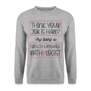 Speech Therapist Therapy Assistant - Unisex Pullover - Weißgrau meliert - Vorne - Alina (178cm) & Michal (187cm)