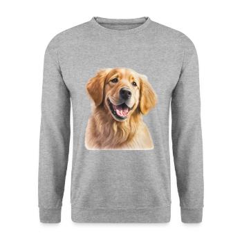 Süßer Golden Retriever Welpe für Hundebesitzer - Unisex Pullover - Weißgrau meliert - Vorne - Alina (178cm) & Michal (187cm)