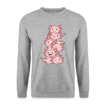 Axolotl Cute Animals kawaii Anime Funny Axolotl - Unisex Sweatshirt - salt & pepper - Front - Alina (178cm) & Michal (187cm)