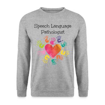 Speech Therapist Therapy Assistant - Unisex Pullover - Weißgrau meliert - Vorne - Alina (178cm) & Michal (187cm)
