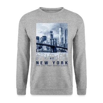 New York City Statue of Liberty USA Souvenir NYC - Unisex Sweatshirt - salt & pepper - Front - Alina (178cm) & Michal (187cm)