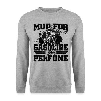 Mud For Make Up Gasoline For Perfume Dirt Bike End - Unisex Pullover - Weißgrau meliert - Vorne - Alina (178cm) & Michal (187cm)
