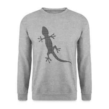 Eidechse - Unisex Pullover - Weißgrau meliert - Vorne - Alina (178cm) & Michal (187cm)