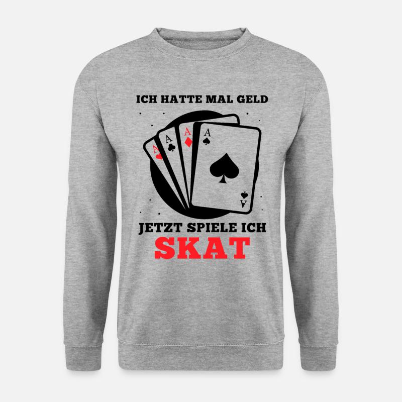 Ich hatte mal Geld Skat - Unisex Pullover - Weißgrau meliert