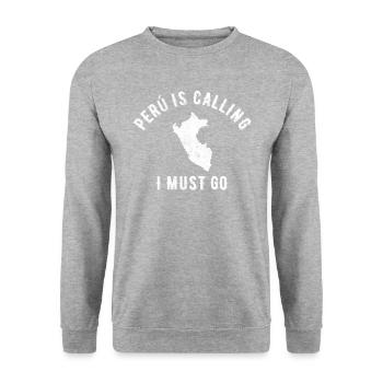 peru is calling i must go, peruvian peru - Unisex Pullover - Weißgrau meliert - Vorne - Alina (178cm) & Michal (187cm)