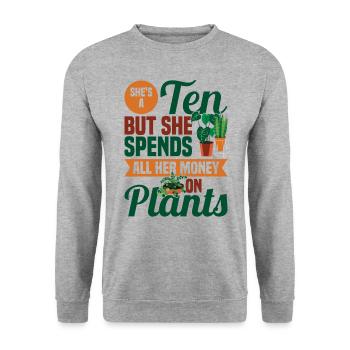 Funny plant saying for you a plant - Unisex Sweatshirt - salt & pepper - Front - Alina (178cm) & Michal (187cm)