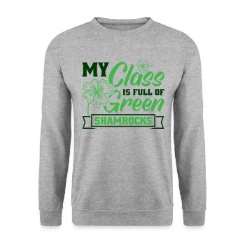 Ma classe est pleine de trèfles verts St Paddy’s Day - Sweat-shirt Unisexe - gris chiné - Devant - Alina (178cm) & Michal (187cm)
