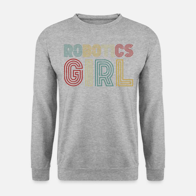 Robot Robotics Engineer Girl - Unisex Pullover - Weißgrau meliert