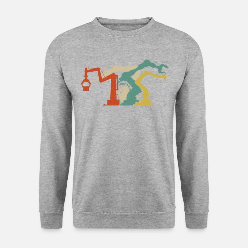 Robot Robotics Engineer Retro - Unisex Pullover - Weißgrau meliert