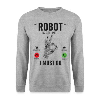 Robot Robotics Engineer Phone - Unisex Sweatshirt - salt & pepper - Front - Alina (178cm) & Michal (187cm)