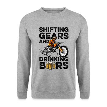 Shifting Gears And Drinking Beers Motocross Dirt B - Unisex Pullover - Weißgrau meliert - Vorne - Alina (178cm) & Michal (187cm)