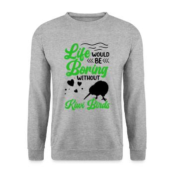 Ennuyeux sans oiseau kiwi Kiwi de Nouvelle-Zélande - Sweat-shirt Unisexe - gris chiné - Devant - Alina (178cm) & Michal (187cm)