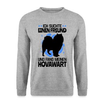 Fand meinen Hovawart Hofwächter Hund - Unisex Pullover - Weißgrau meliert - Vorne - Alina (178cm) & Michal (187cm)