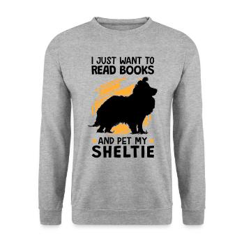 Read books and pet Shetland Sheepdog - Unisex Sweatshirt - salt & pepper - Front - Alina (178cm) & Michal (187cm)