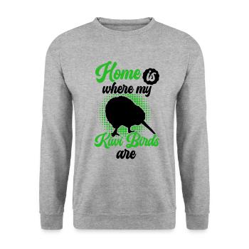 Kiwi Vogel ist mein Zuhause Neuseeland Kiwi Vogel - Unisex Pullover - Weißgrau meliert - Vorne - Alina (178cm) & Michal (187cm)