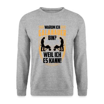 Galabauer weil ich kann Gartenbau Galabau - Unisex Pullover - Weißgrau meliert - Vorne - Alina (178cm) & Michal (187cm)
