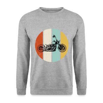 Retro Graphic Motorcycle Rider Motorcyclist Biker - Unisex Pullover - Weißgrau meliert - Vorne - Alina (178cm) & Michal (187cm)