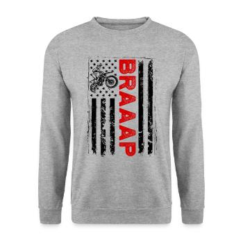 Retro Graphic Motorcycle Rider Motorcyclist Biker - Unisex Pullover - Weißgrau meliert - Vorne - Alina (178cm) & Michal (187cm)