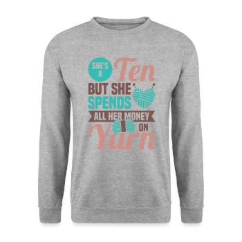 Handmade Knitting Funny Knitting Saying - Unisex Sweatshirt - salt & pepper - Front - Alina (178cm) & Michal (187cm)